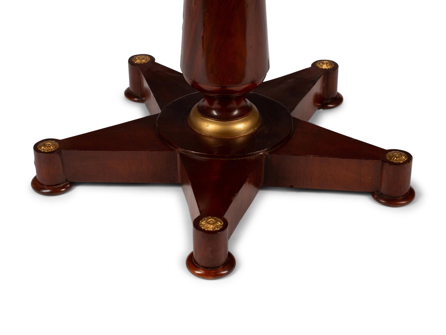 An Empire Style Mahogany Table with a Specimen Marble Top