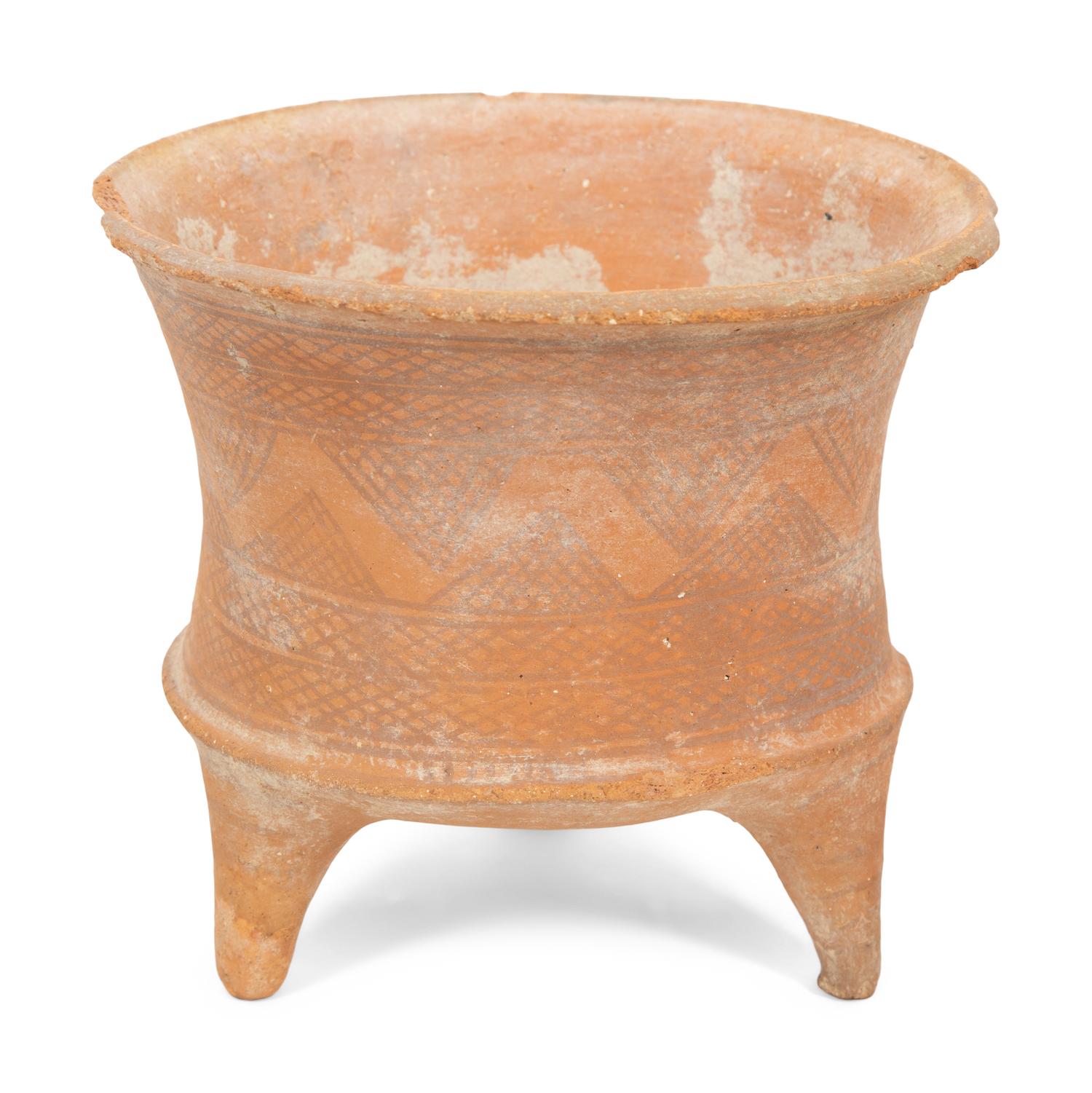 Three Neolithic Style Earthenware Footed Vessels