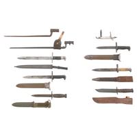 Group of 7 Knife & Socket Bayonets & 2 Knives