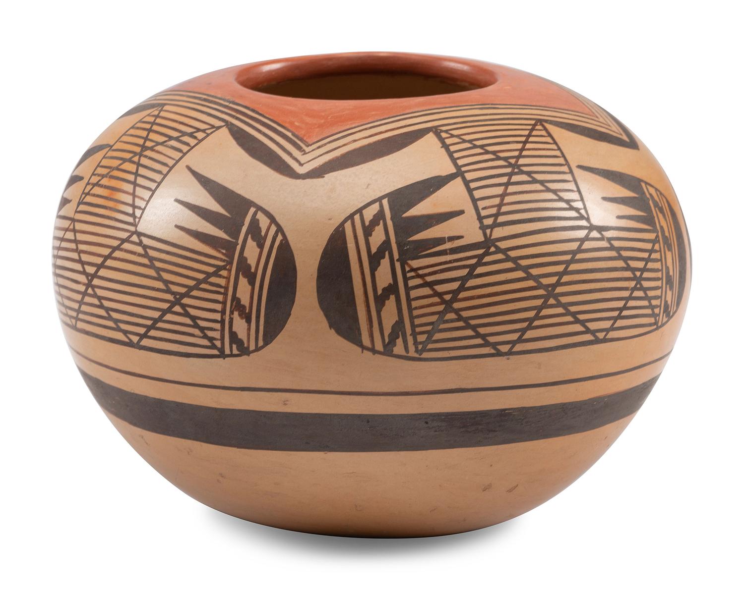 Pottery Bowl, with Eagle Wing Pattern