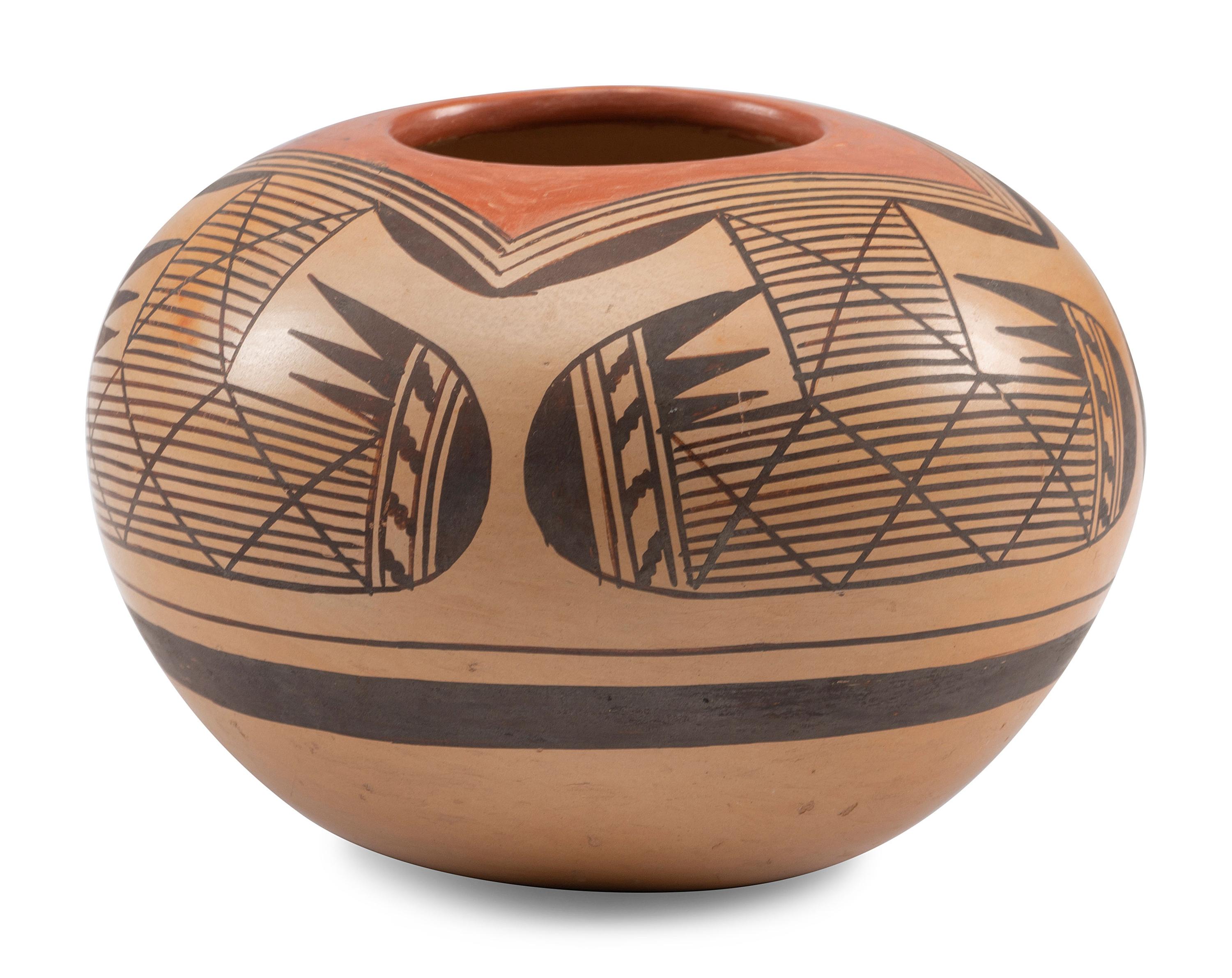 Pottery Bowl, with Eagle Wing Pattern