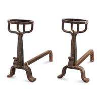 A Pair of Iron Posset Andirons