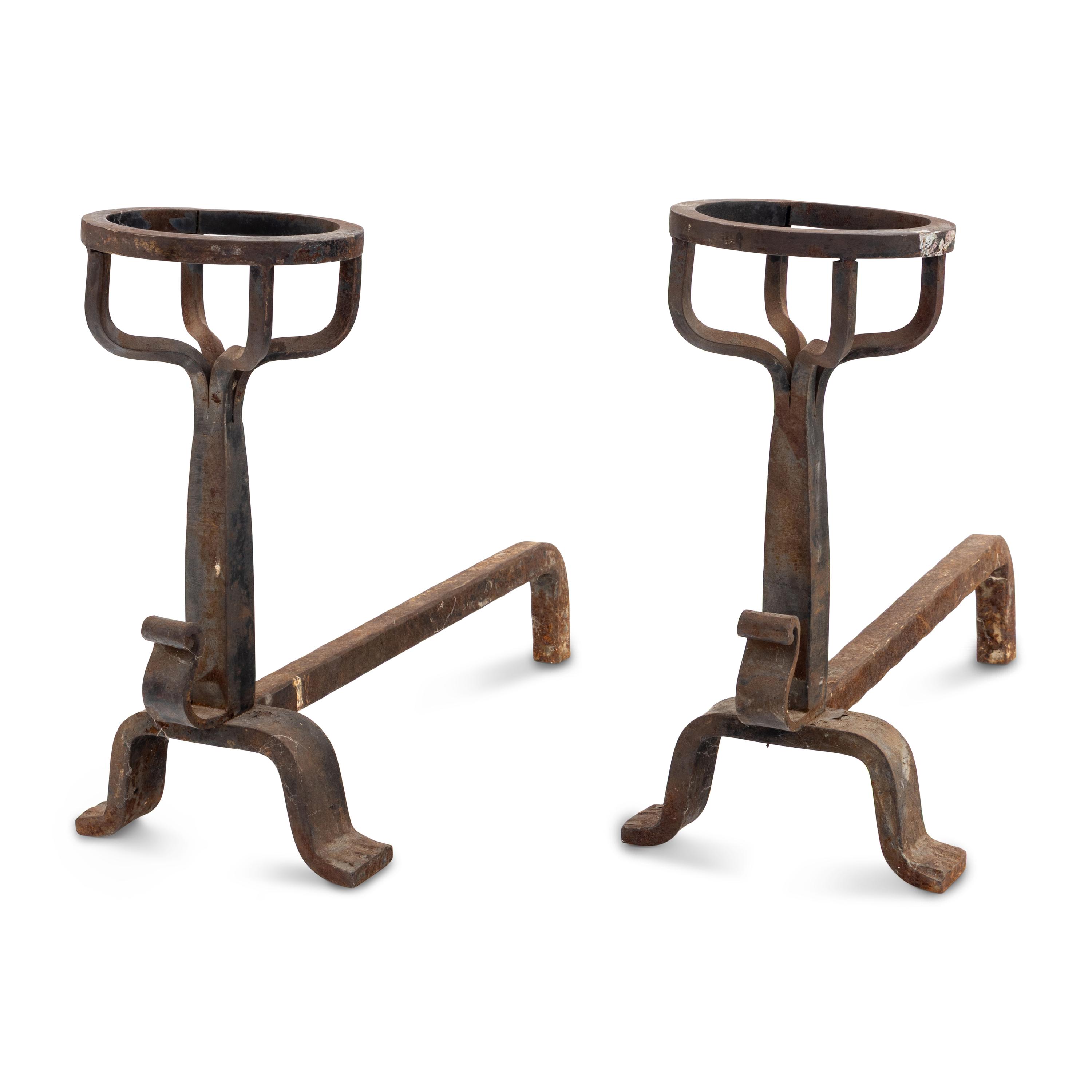 A Pair of Iron Posset Andirons