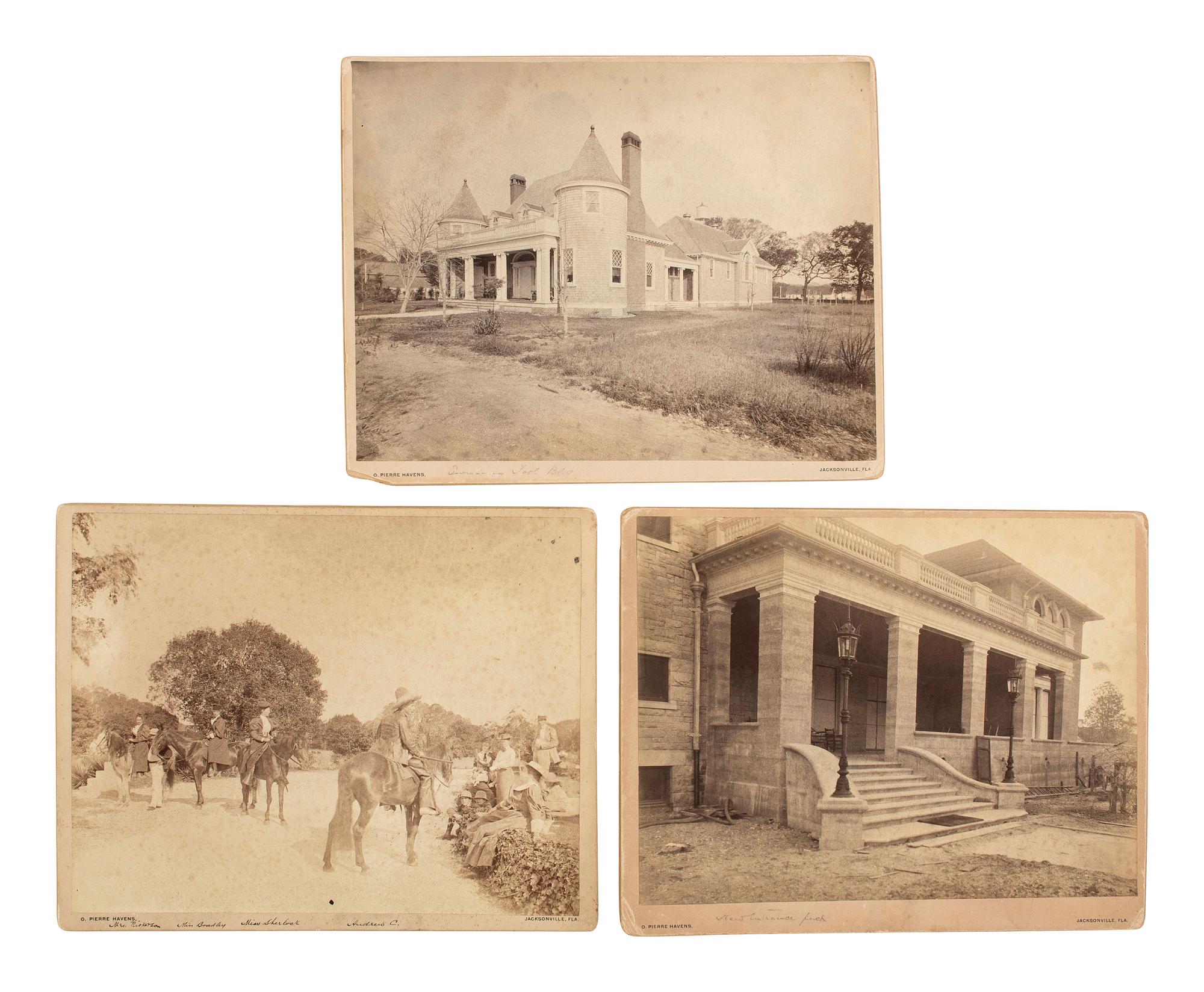 Thomas Carnegie [CARNEGIE, Thomas (1843-1886)]. HAVENS, O. Pierre (1838-1912), photographer. A group of 6 photographs of "Dungeness," Thomas Carnegie's Cumberland Island, Georgia, estate, including views of the grounds, family, and friends. ca 1880s.