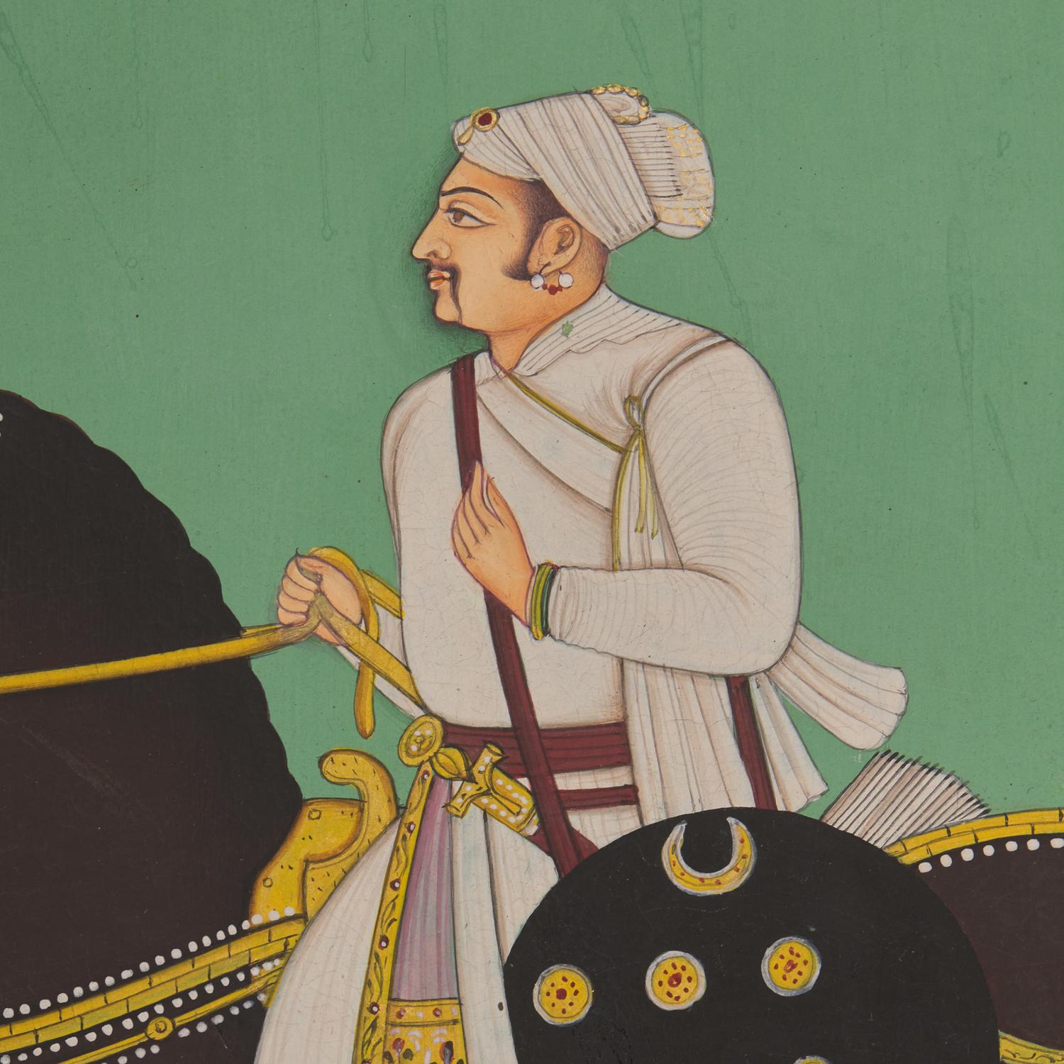 A Painting of an Equestrian Prince in White with Two Attendants, Jodhpur School, 20th Century
