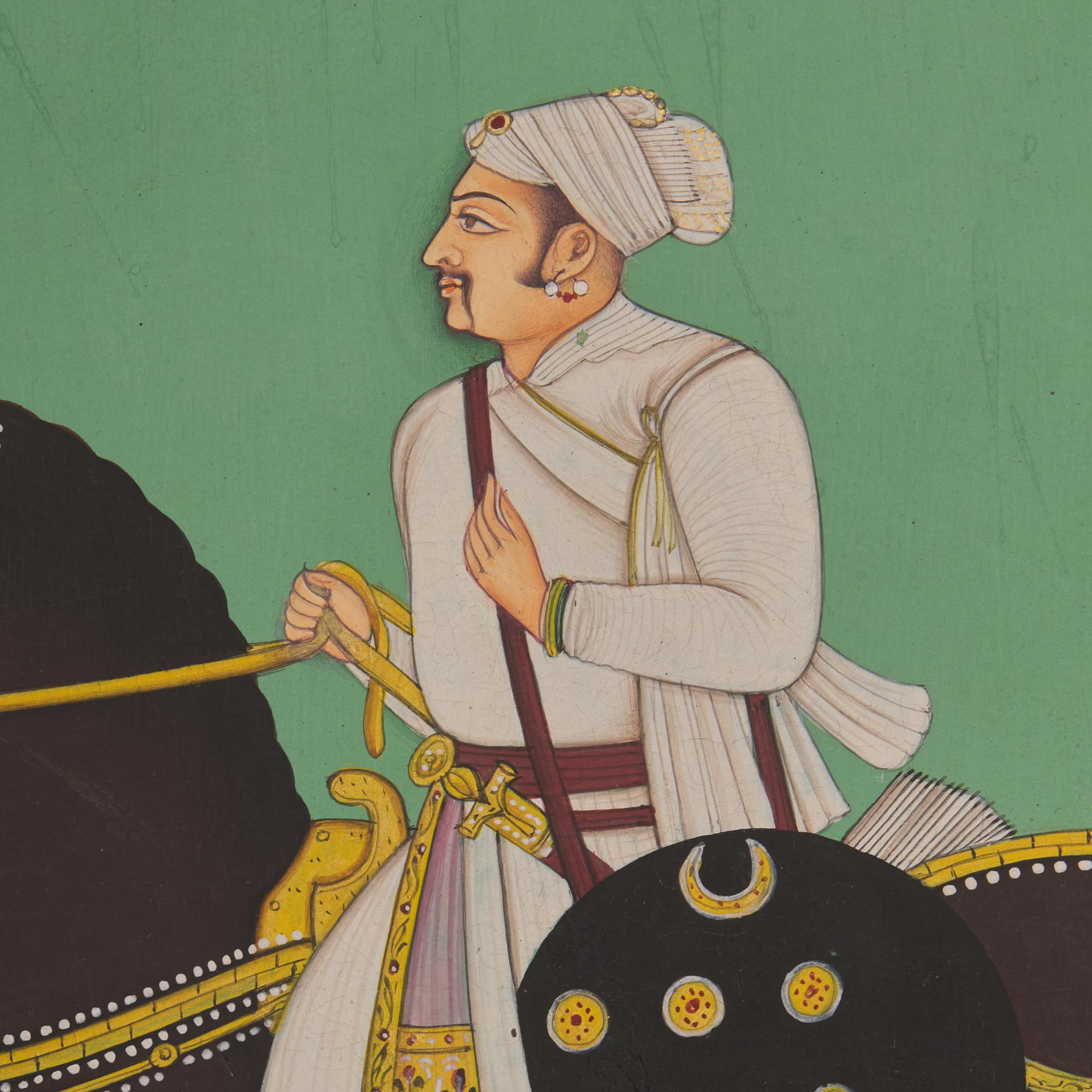 A Painting of an Equestrian Prince in White with Two Attendants, Jodhpur School, 20th Century