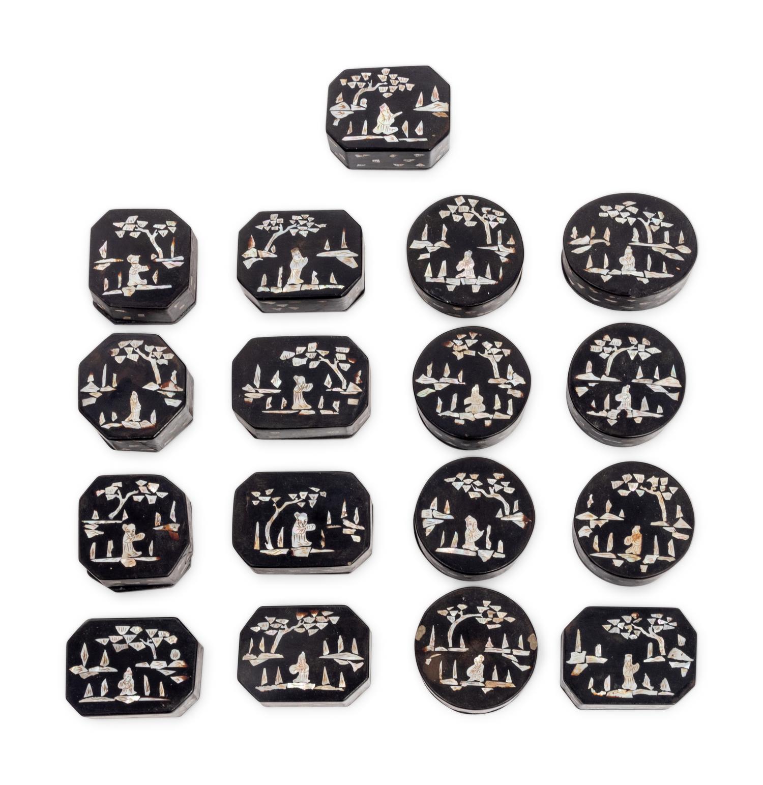 21 Chinese Lacquer and Wood Scholar's Objects