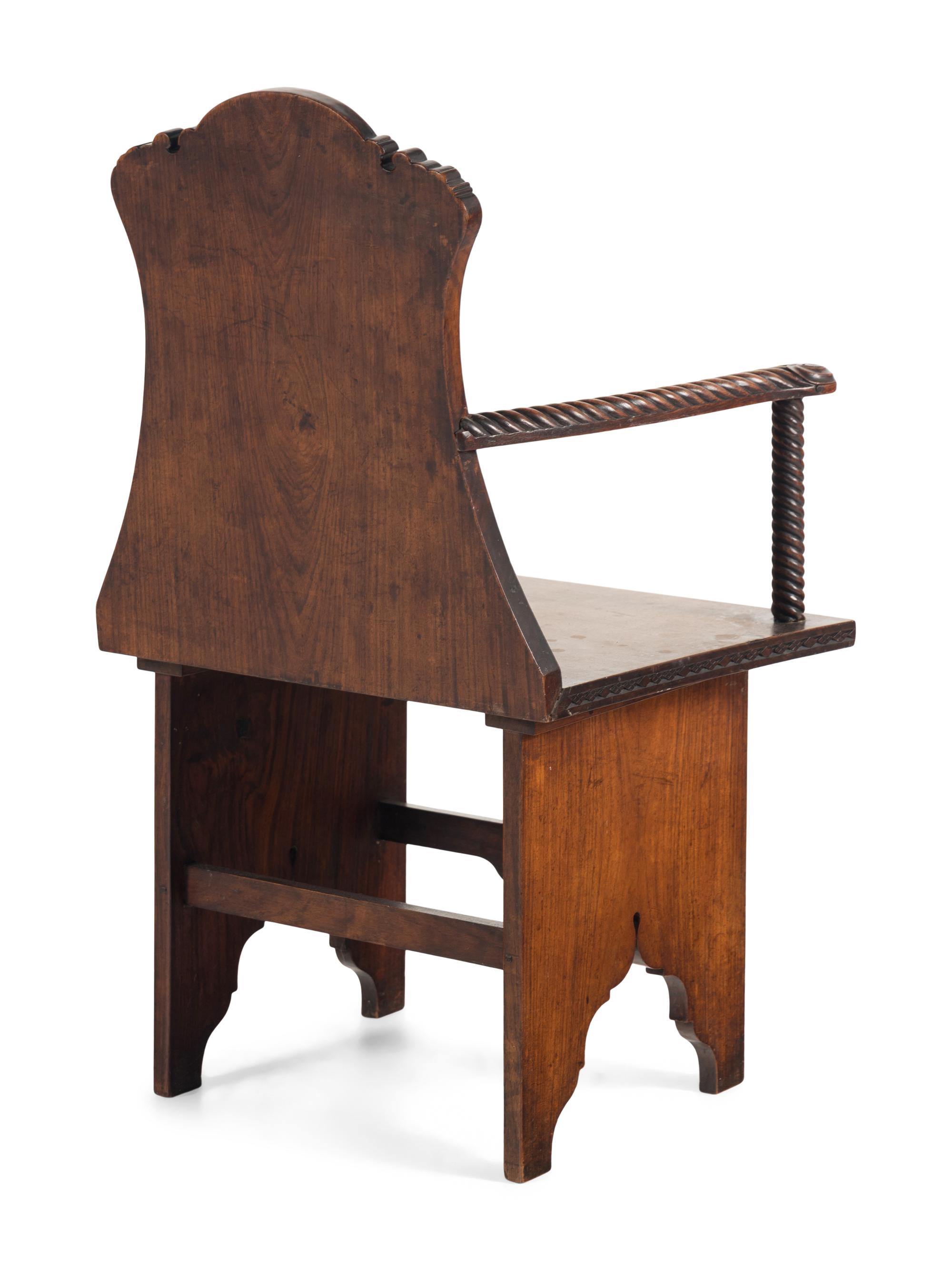 An Anglo-Burmese Carved Padouk Armchair