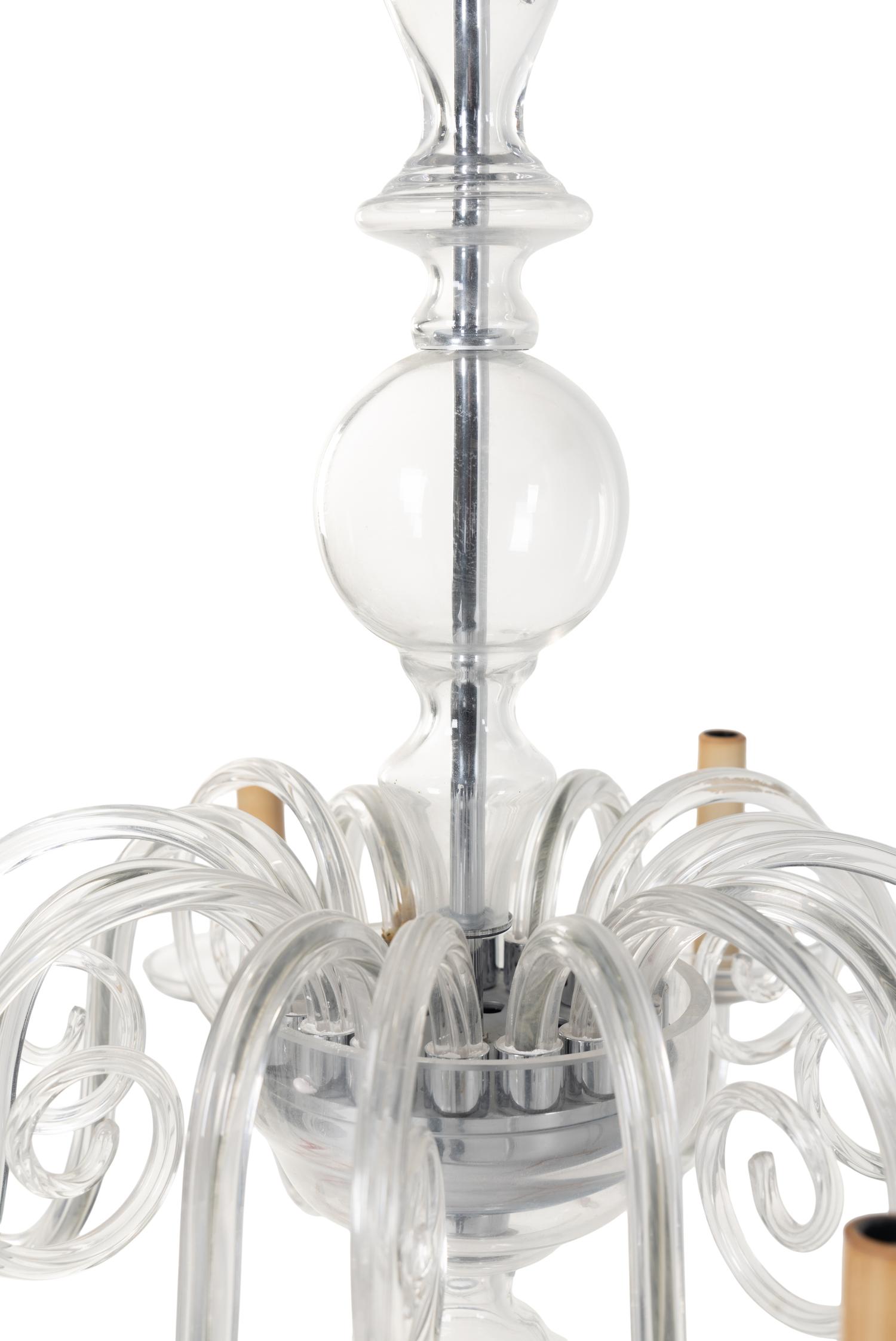 A Contemporary Eight-Light Blown Glass Chandelier