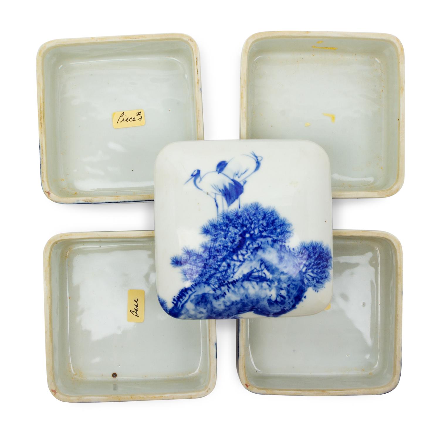 A Japanese Blue and White Porcelain Stacking Box