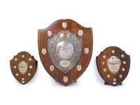 Three English Silver and Silver-Plate Mounted Oak Commemorative Plaques