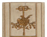 A Louis XVI Style Gray Painted and Parcel Gilt Mirror