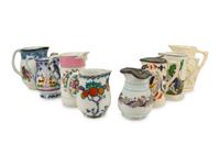 A Collection of Eight Painted, Transferware and Molded Earthenware Articles — 19TH/20TH CENTURY