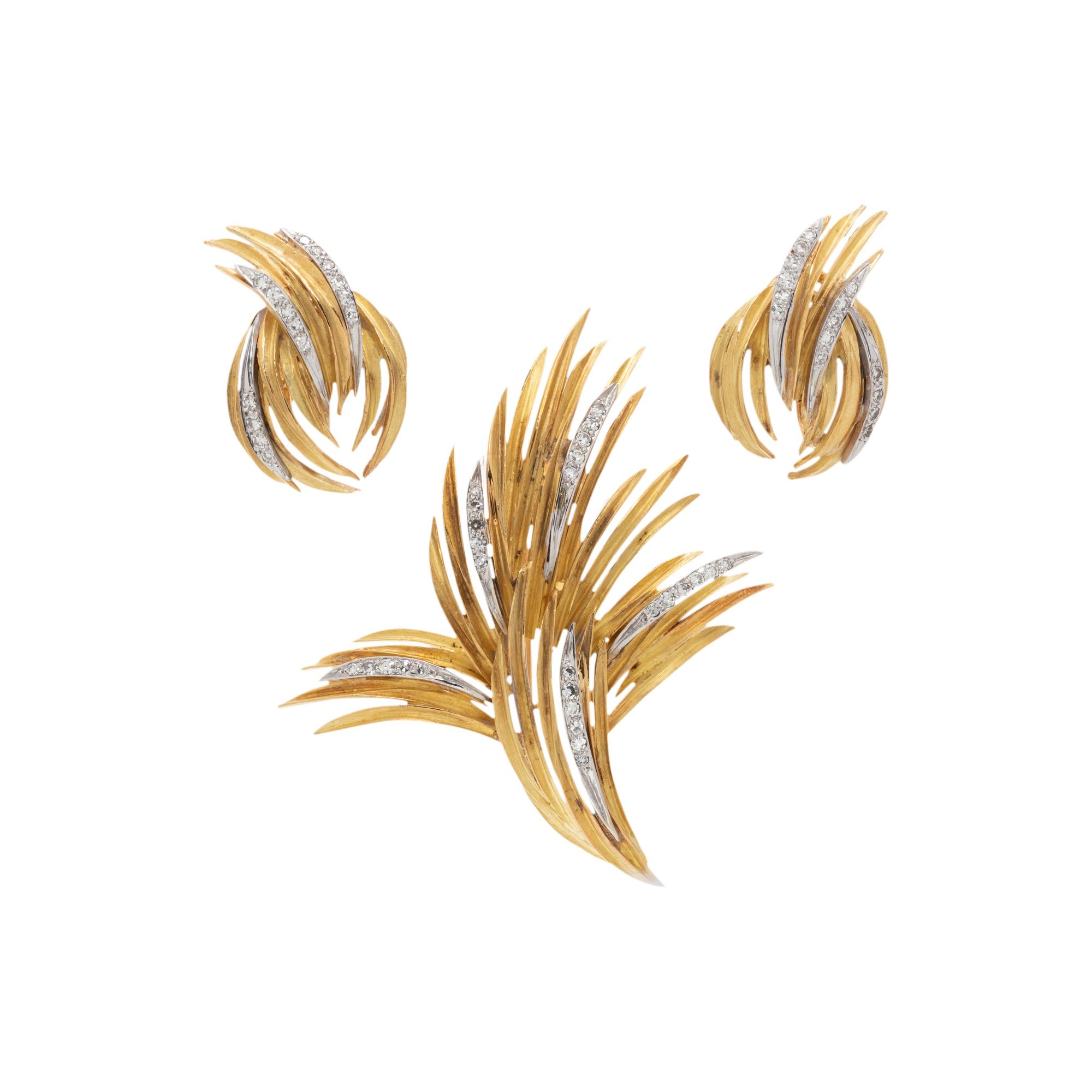 FRENCH, YELLOW GOLD AND DIAMOND SET