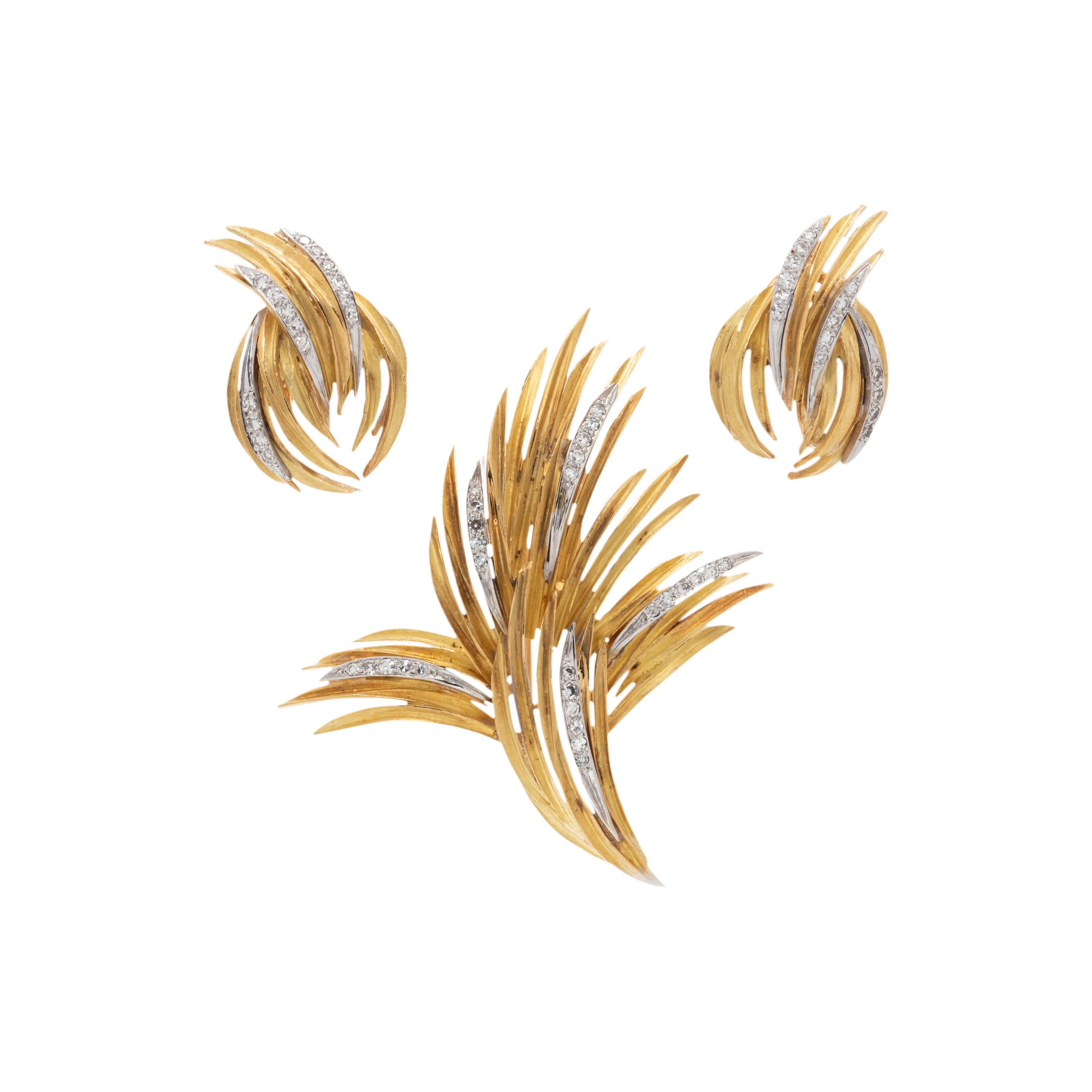 FRENCH, YELLOW GOLD AND DIAMOND SET