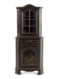 A Painted and Parcel-Gilt Corner Cabinet