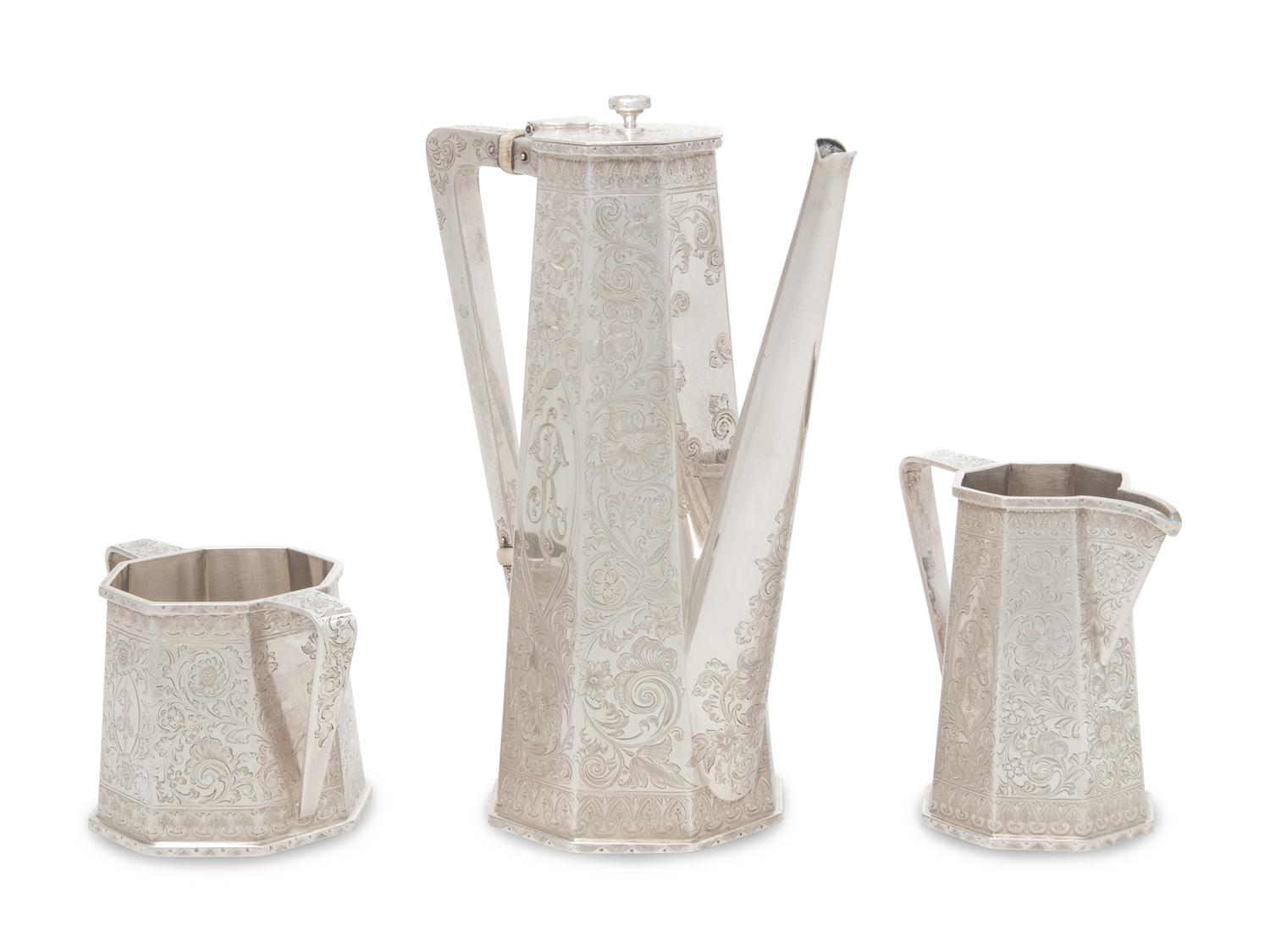 An American Silver Three-Piece Coffee Service
