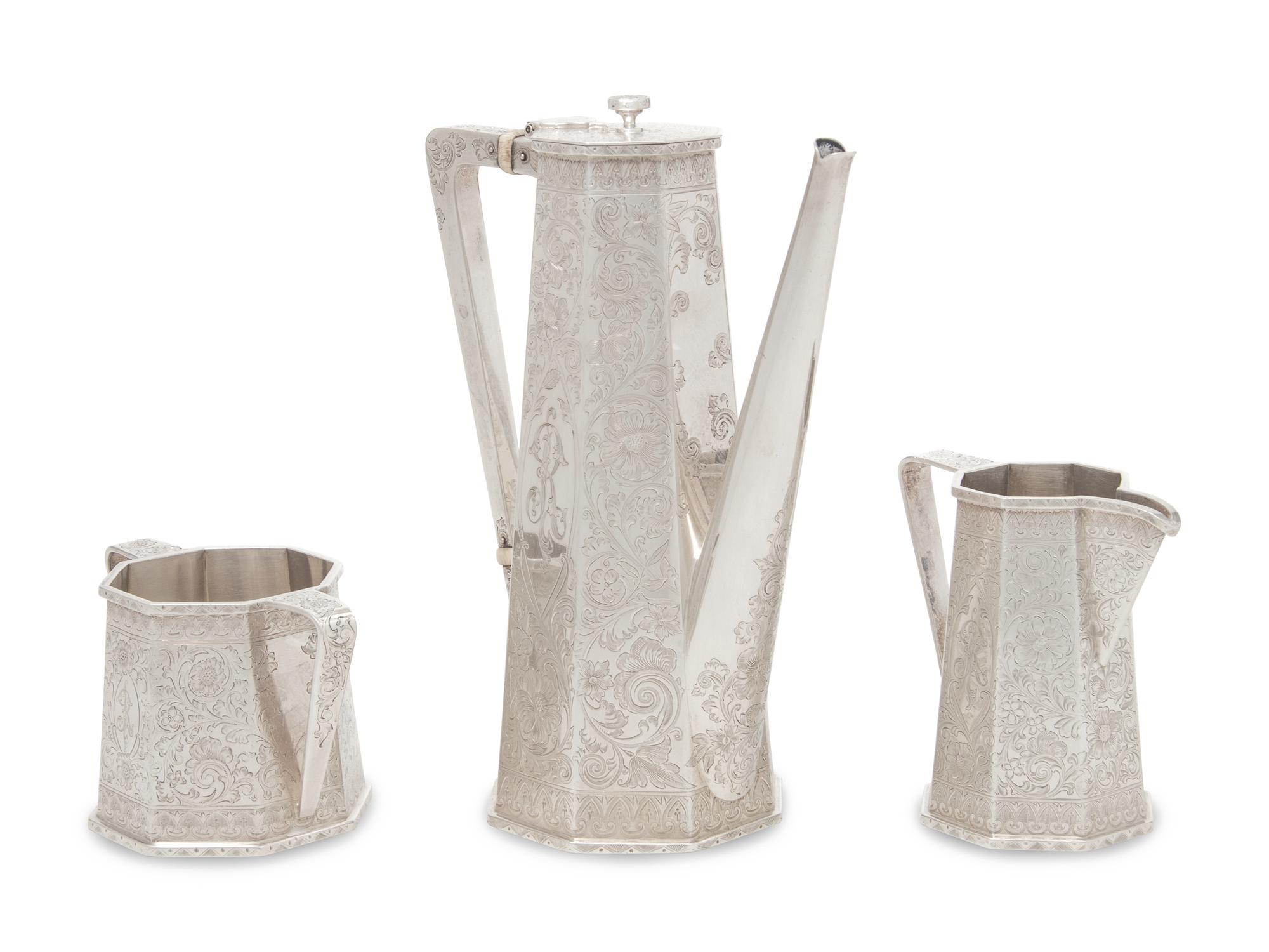 An American Silver Three-Piece Coffee Service