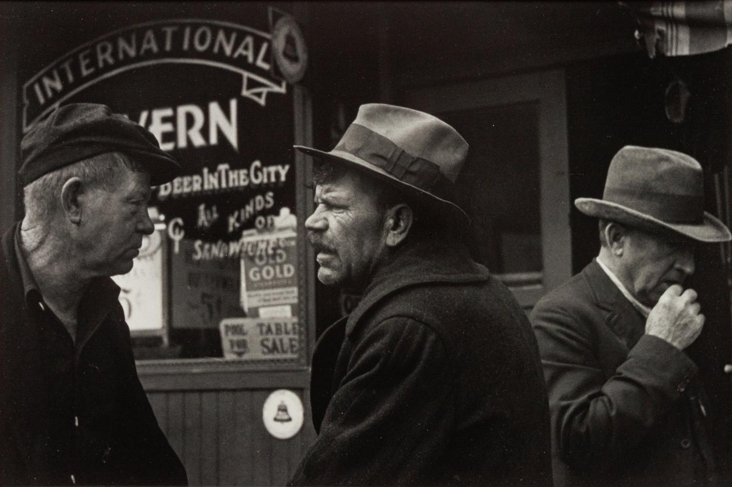 A group of five photographs ( Streets of San Francisco - Winos Arguing , 1936 (printed 1990); Ma Joad #4, Crying , 1938 (printed 1990); Winfield with Rabbit , 1938 (printed 1990); Migrant Writing Home , 1938 (printed 1990); Joad Family Applying for Relief Aid , 1938 (printed later)