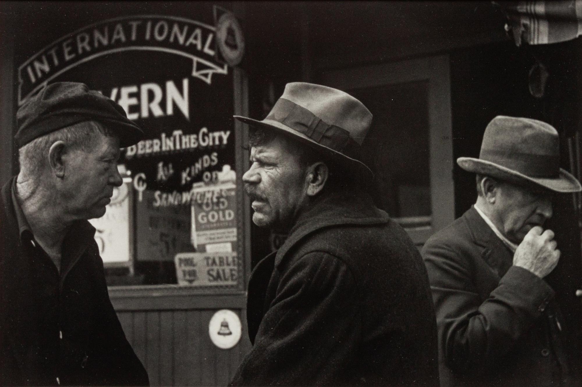 A group of five photographs ( Streets of San Francisco - Winos Arguing , 1936 (printed 1990); Ma Joad #4, Crying , 1938 (printed 1990); Winfield with Rabbit , 1938 (printed 1990); Migrant Writing Home , 1938 (printed 1990); Joad Family Applying for Relief Aid , 1938 (printed later)