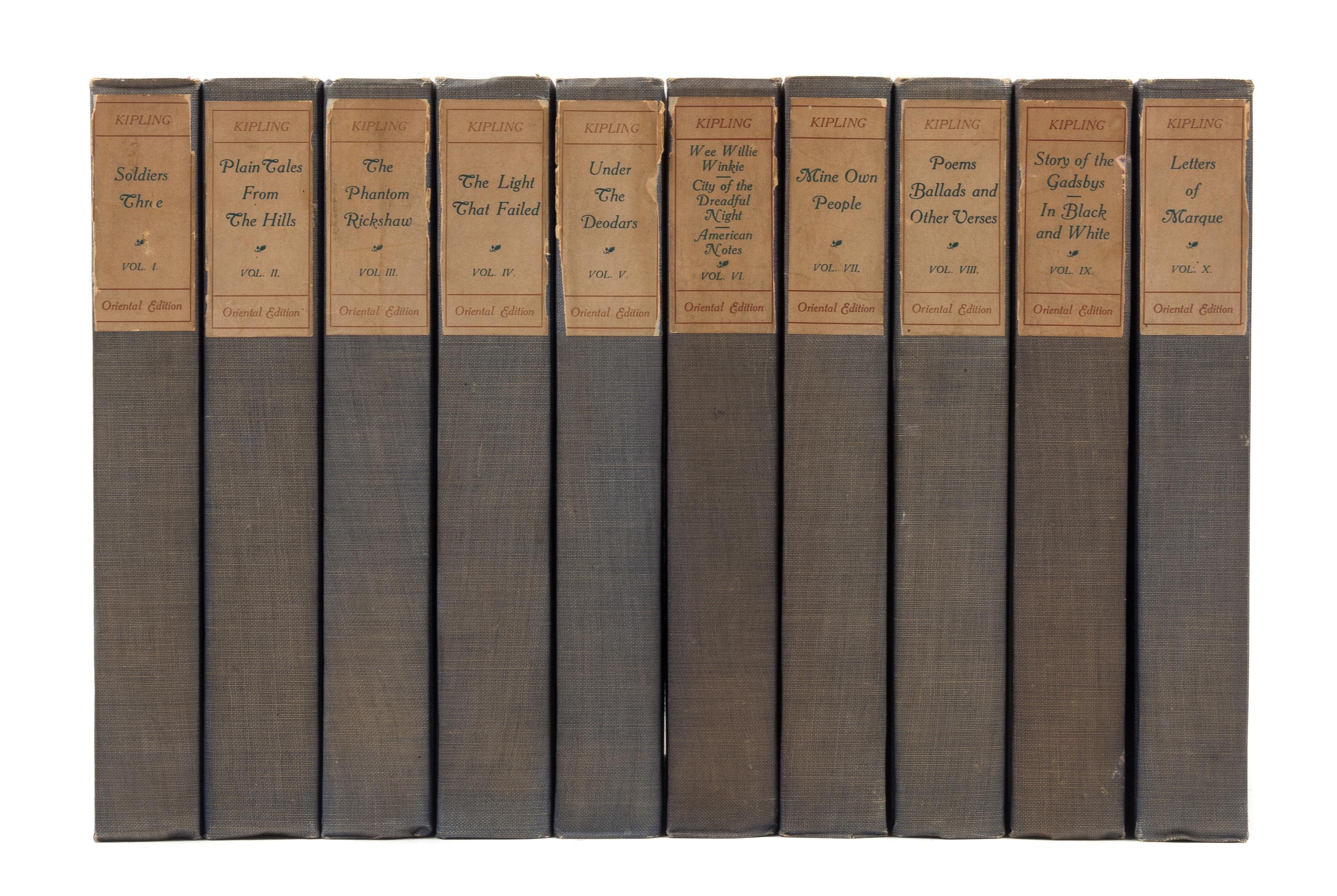 KIPLING, Rudyard (1865-1936). Works. Boston and New York: H.M. Caldwell, 1899. 10 volumes (of 24).