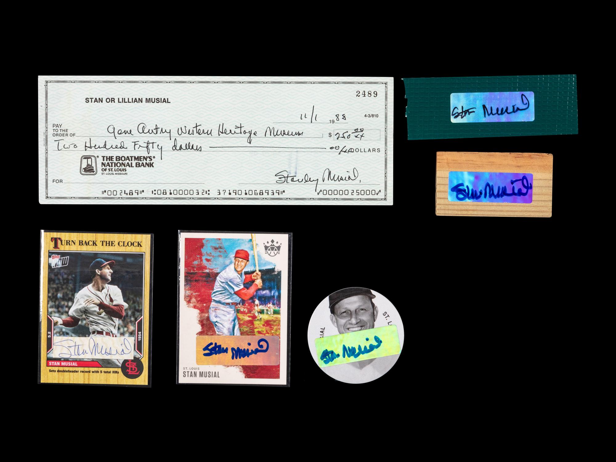 A Group of 20 St. Louis Cardinals Hall of Famers Signed Autograph Items
