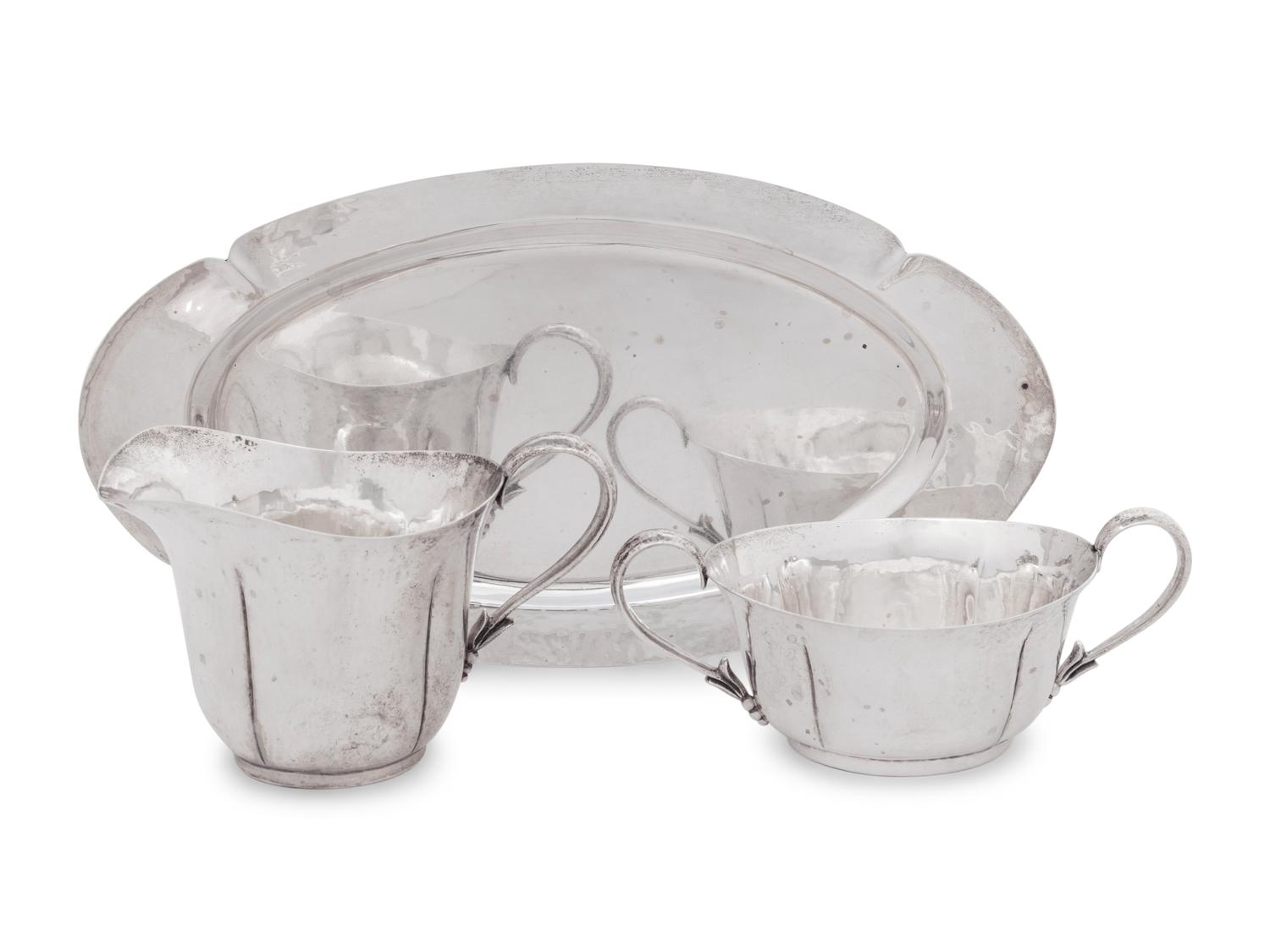 An American Arts & Crafts Silver Three-Piece Creamer and Sugar Set