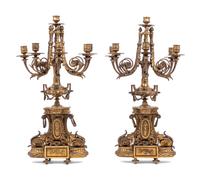 A Pair of Napoleon III Gilt Bronze Six-Light Candelabra