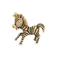 ENAMEL AND DIAMOND ZEBRA BROOCH