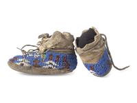 Northern Plains Toddler's Beaded Buffalo Hide Hightop Moccasins