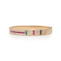 RUBY, SAPPHIRE, EMERALD, AND DIAMOND BANGLE BRACELET