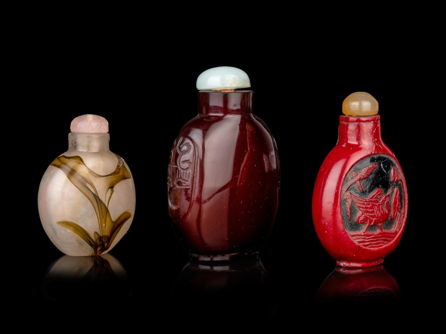 Three Chinese Glass Snuff Bottles