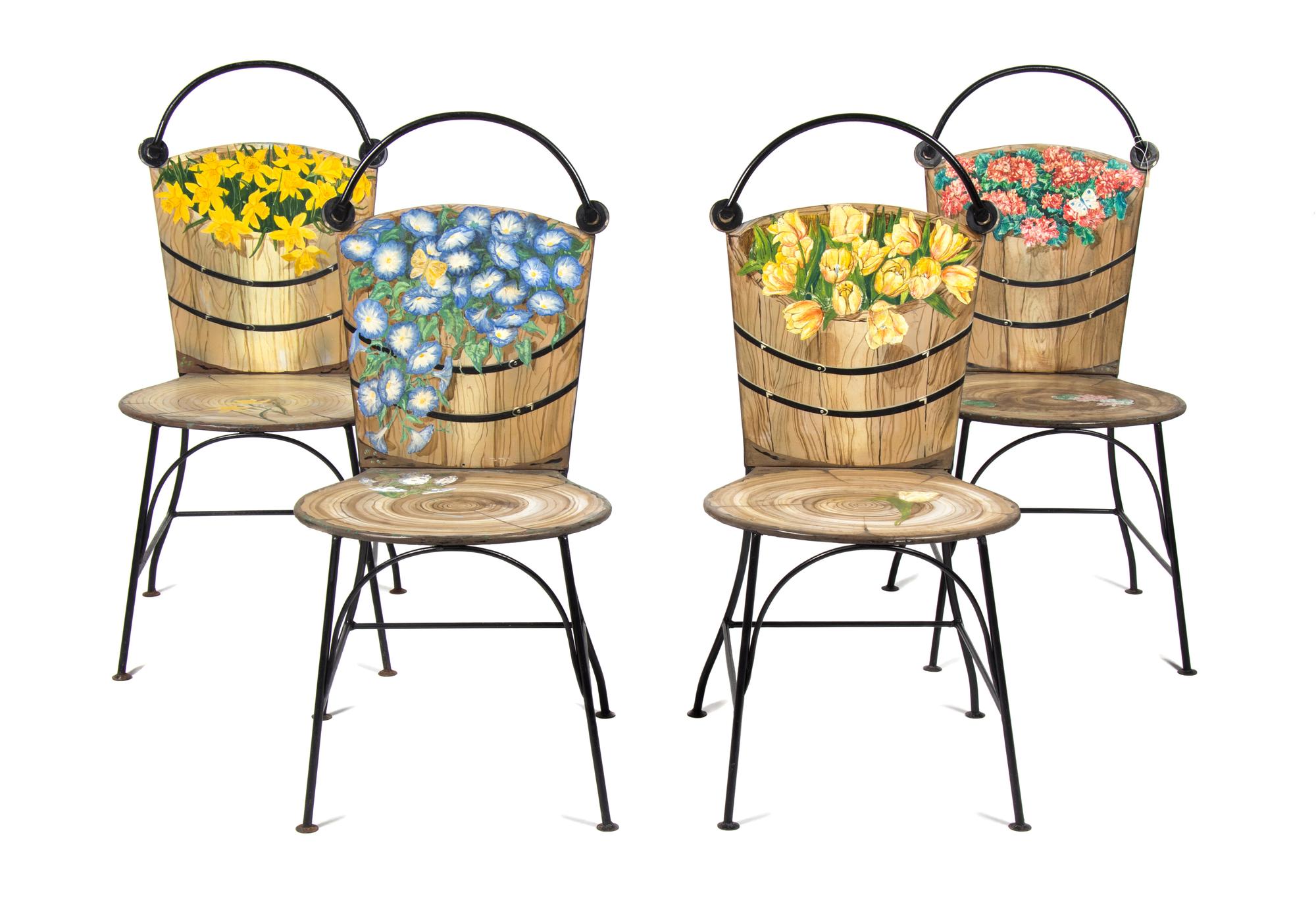 Four Painted Metal Side Chairs Height 36 3/4 inches. — 20TH CENTURY