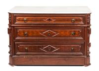 A Victorian Walnut Chest of Drawers Height 32 x width 50 x depth 23 1/4 inches.
