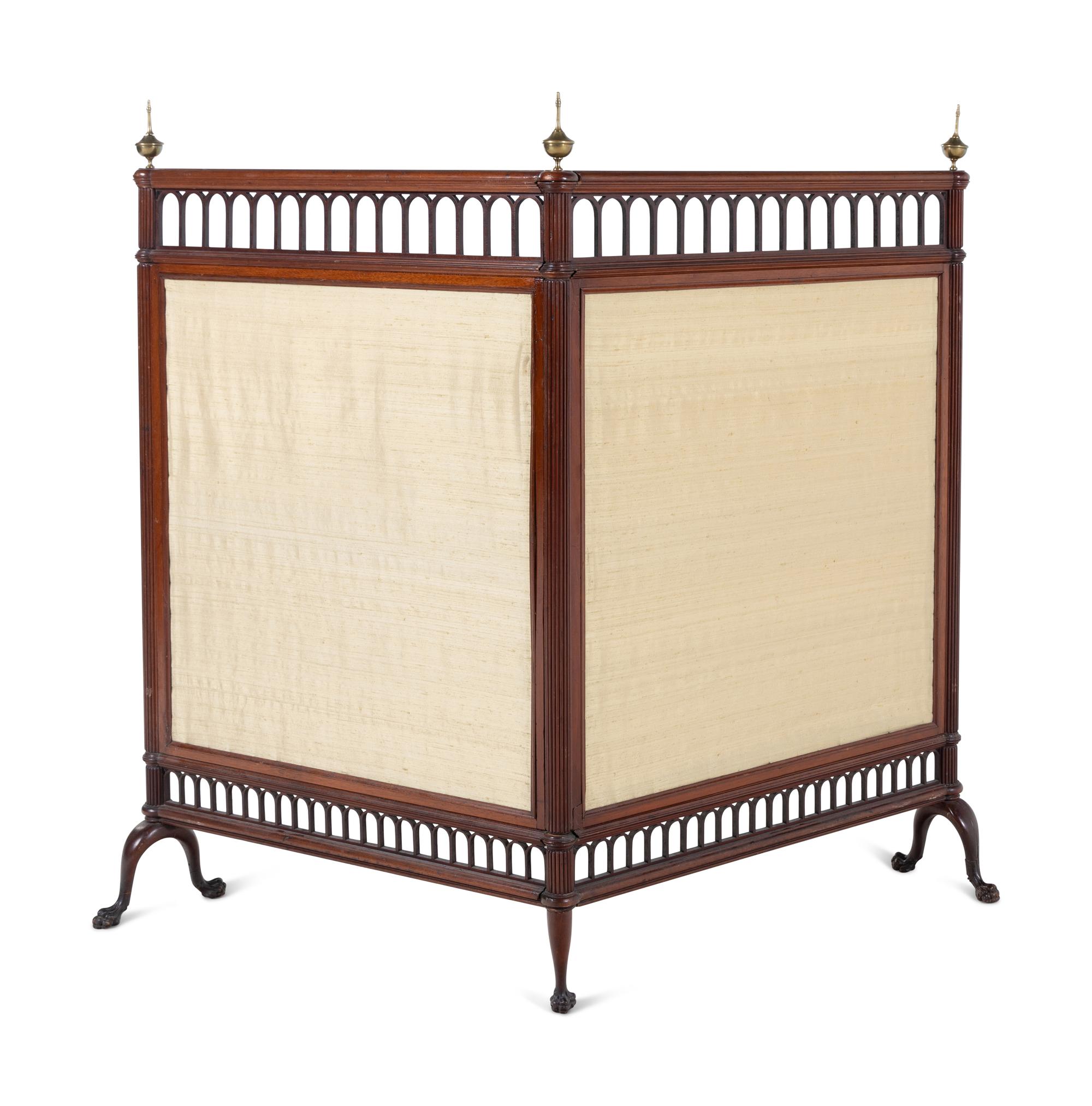 A George III Mahogany Two-Panel Firescreen
