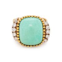 SYNTHETIC TURQUOISE AND DIAMOND RING