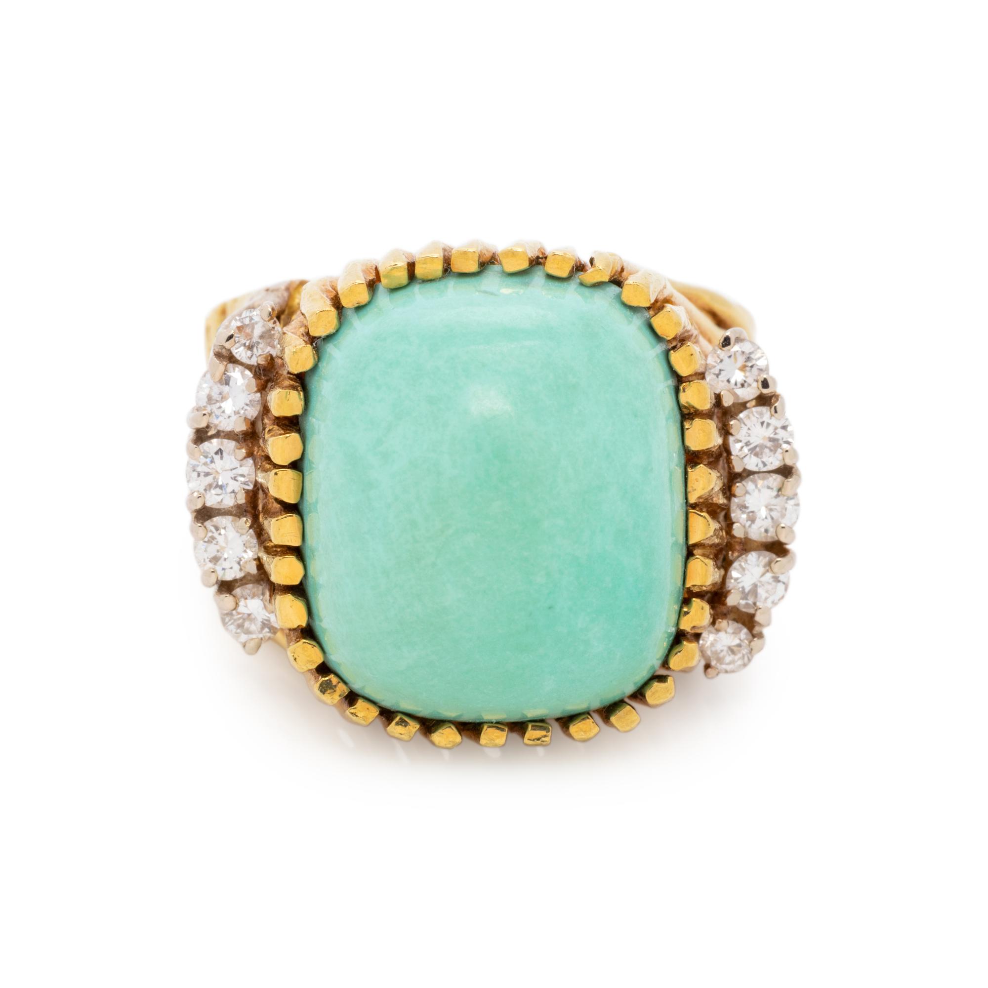 SYNTHETIC TURQUOISE AND DIAMOND RING