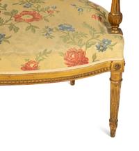 A Set of Four Louis XVI Style Giltwood Armchairs with Scalamandré Upholstery — CIRCA 1900