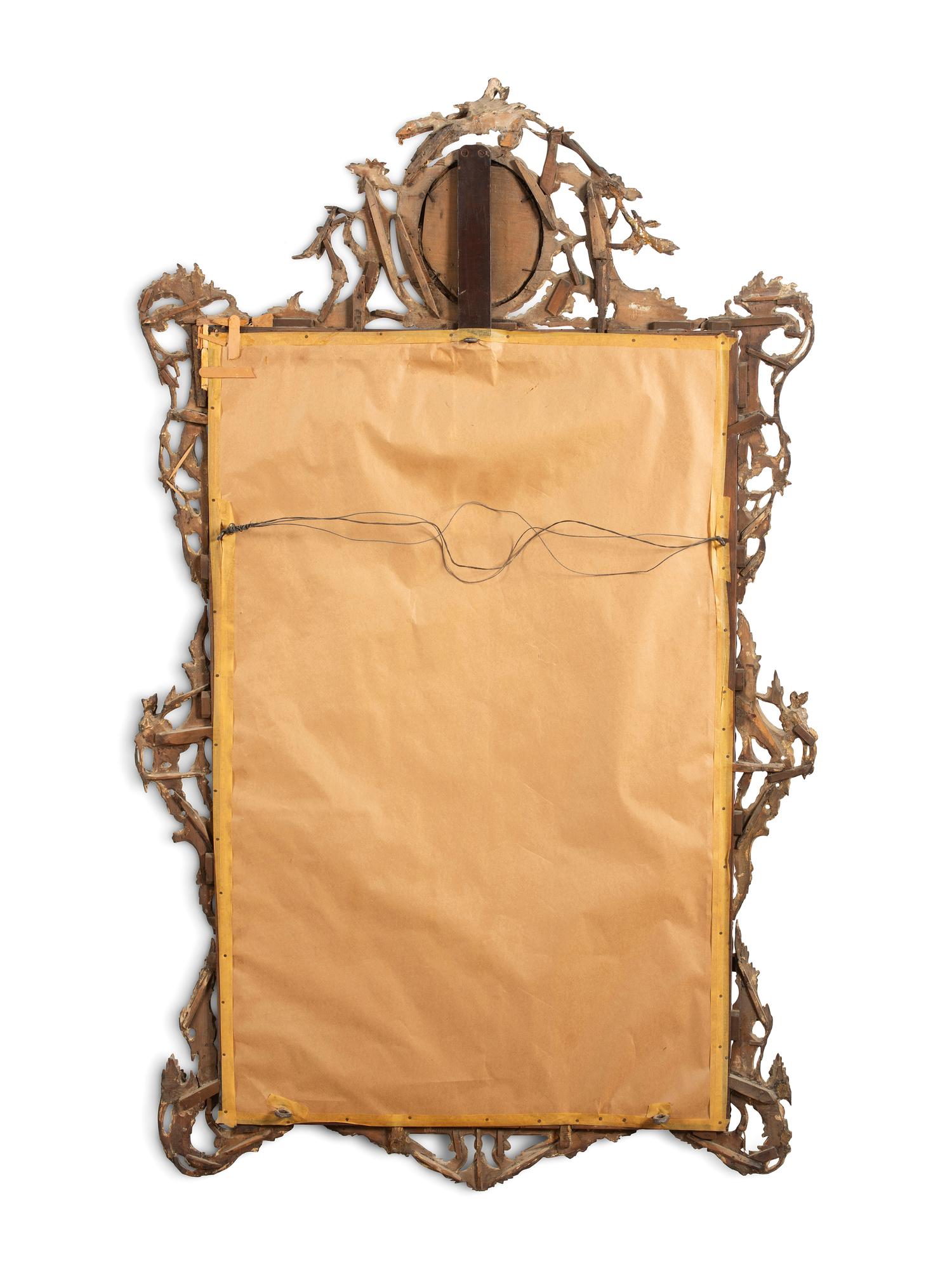 A Chinese Chippendale Giltwood and Etched Mirror