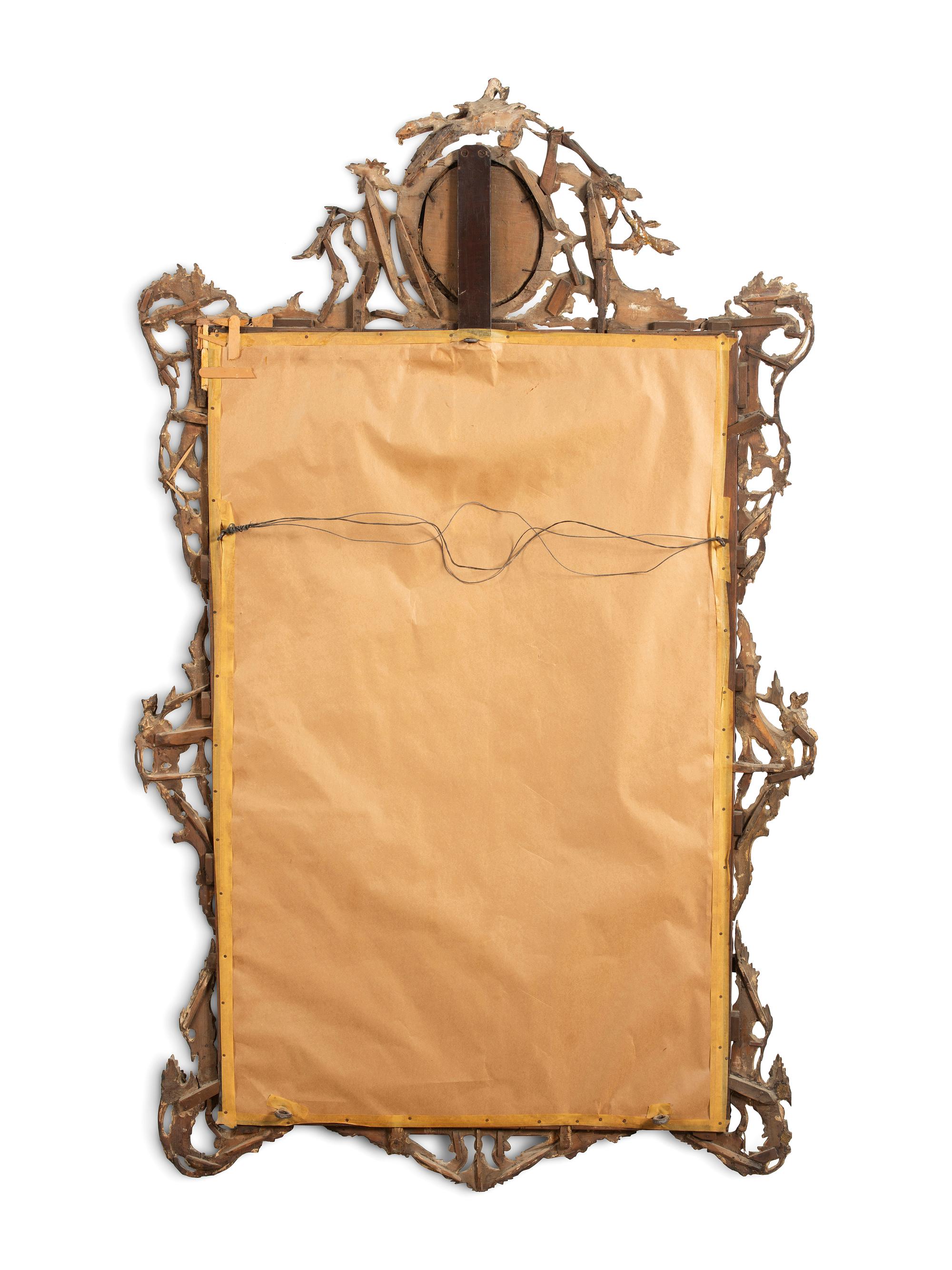 A Chinese Chippendale Giltwood and Etched Mirror