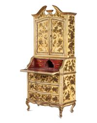 An Italian Cream and Gold-Painted Bureau Cabinet