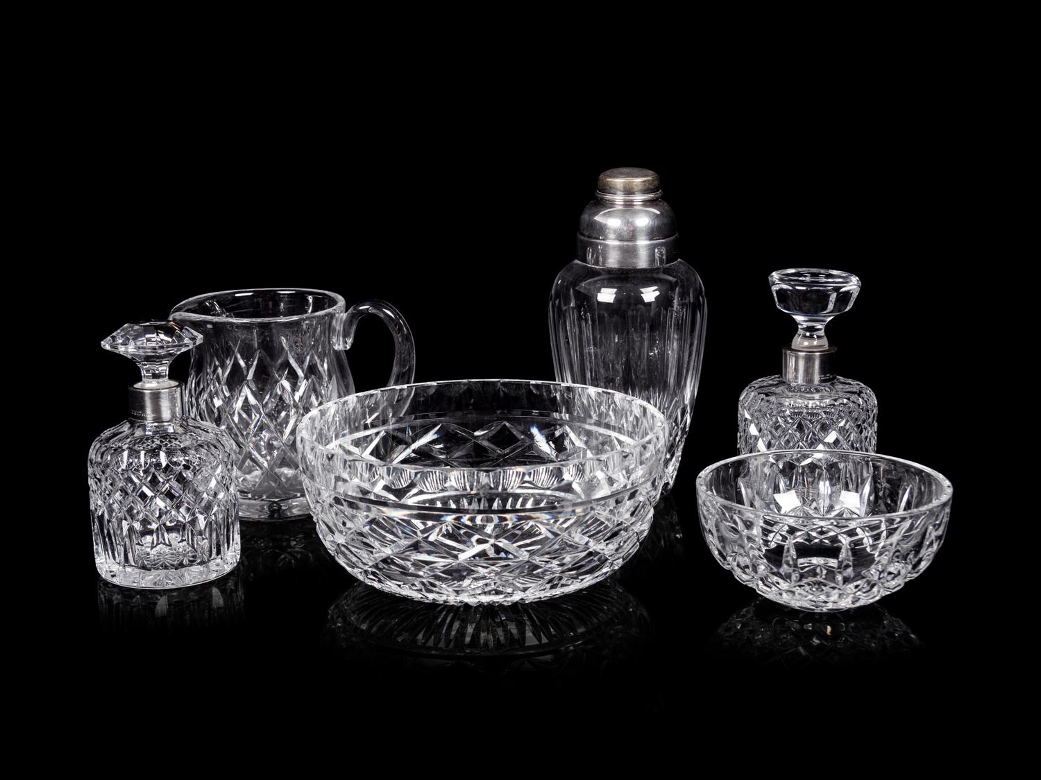 A Group of Waterford and Other Cut Glass Articles