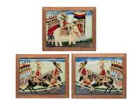 Three Javanese Reverse Glass Paintings