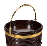 An English Brass-Banded Mahogany Warming Bucket