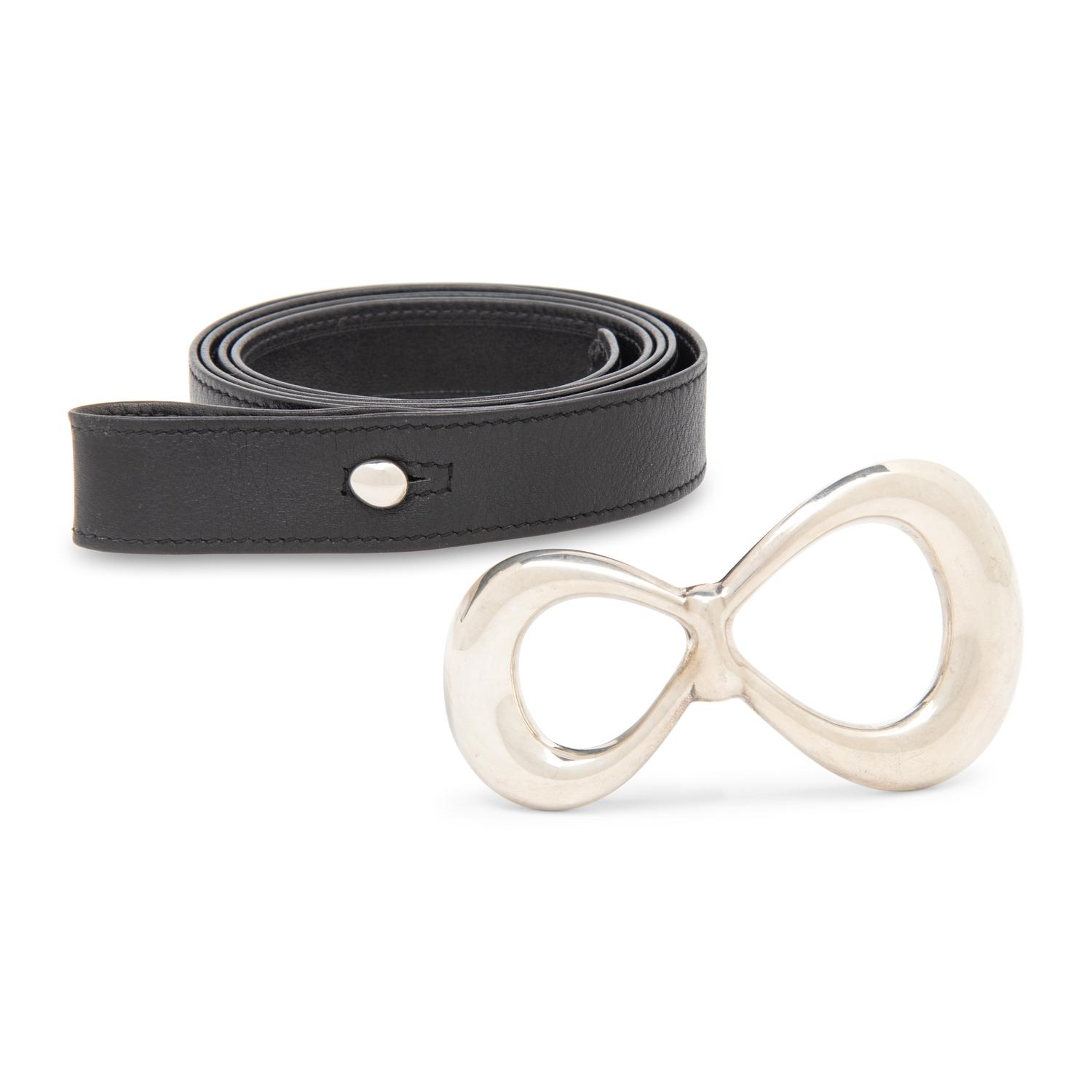 Elsa Peretti, Tiffany & Co,; Infinity Buckle & Black Leather Belt