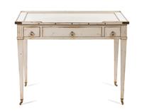 A Louis XVI Style Brass-Mounted and White-Painted Writing Table