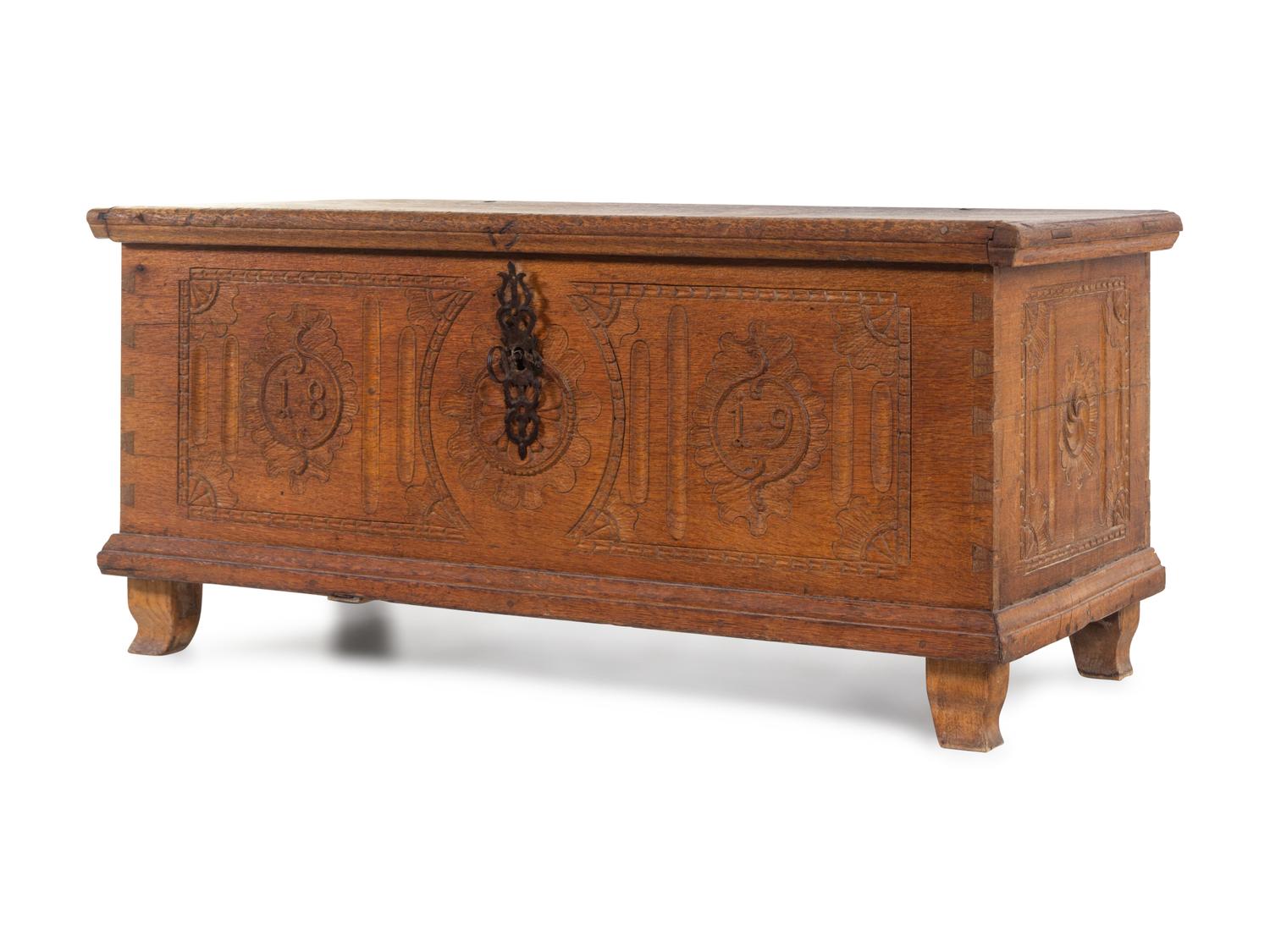 A Continental Carved Oak Blanket Chest