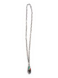 Silver Tufa Cast Bear Paw Pendant, with Inlay