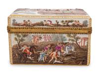A Gilt Metal Mounted Meissen Porcelain Presentation Table Casket