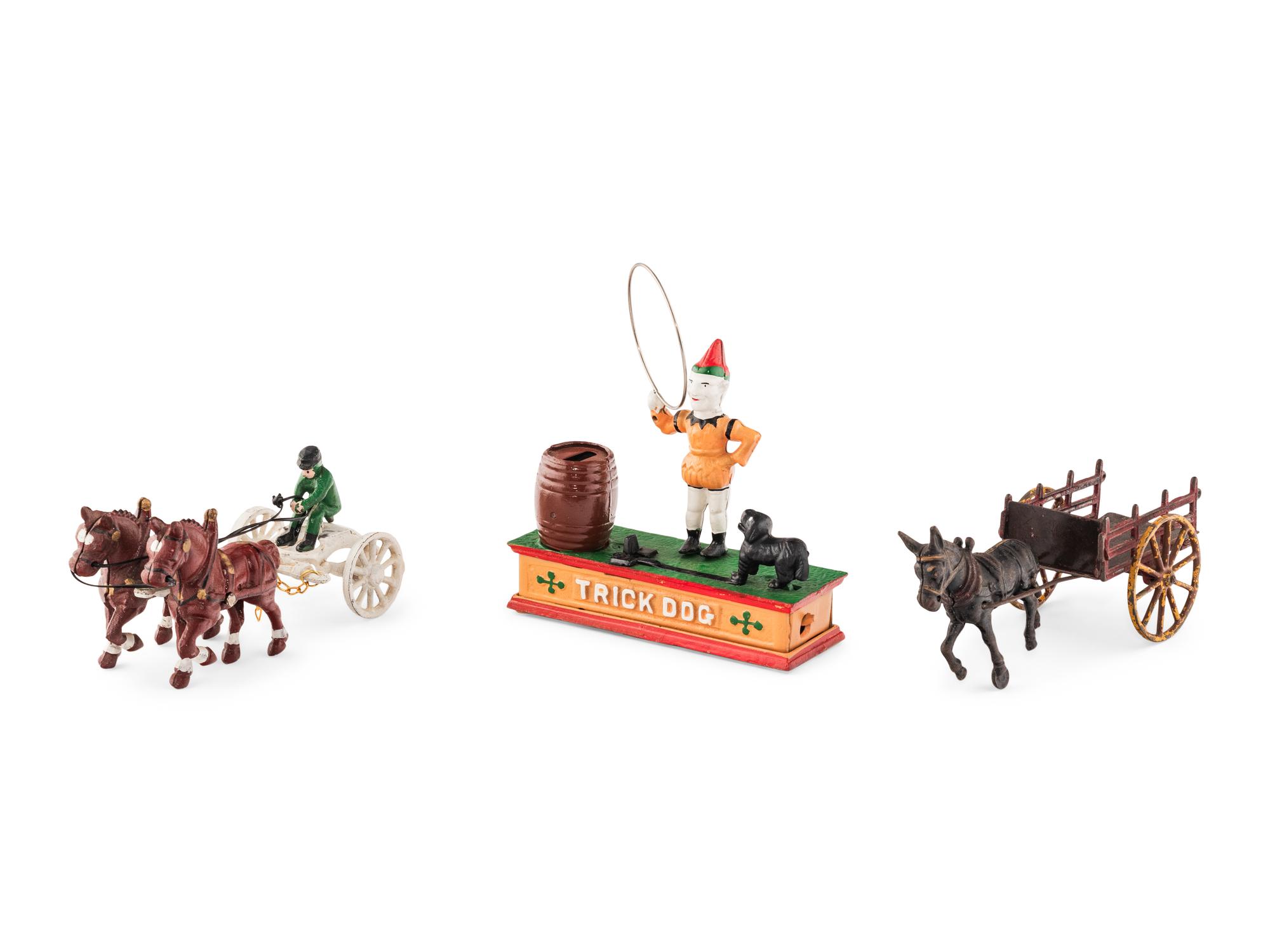 Three Painted Cast Iron Toys